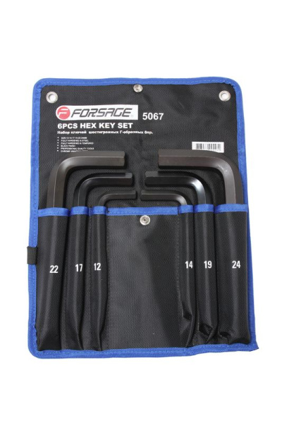 Набор ключей Г-образных 6-гранных 6пр. (12, 14, 17, 19, 22, 24мм)на полотне