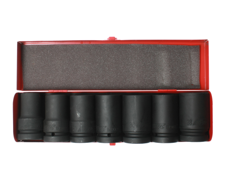 Набор головок торцевых 6-ти гранных ударных глубоких JTC J807L (1", 24-38 мм, 7 предметов в кейсе)