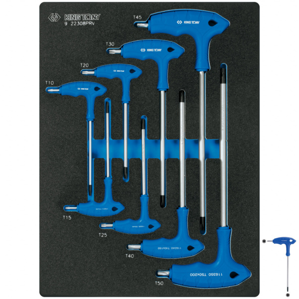 Набор Г-образных TORX ключей King Tony 9-22308TRV, 8 предметов в ложементе