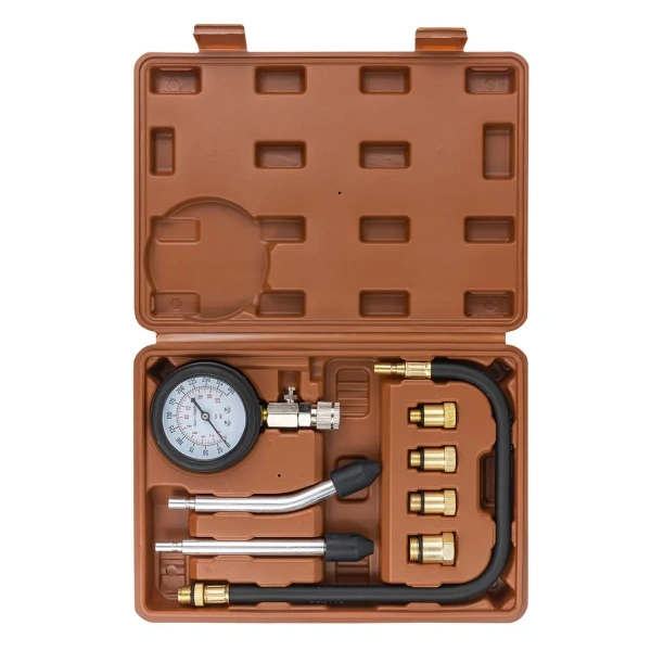 Индикатор компрессии бензинового двигателя Profi 8пр.(0-21Bar, М10, М12, М14, М18 + 2 жестких прижимных адаптера-переходника) , в кейсе