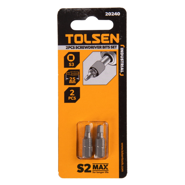 Набор вставок (бит) торцевых 1/4" Square №3 25 мм 2 предмета TOLSEN TT20240