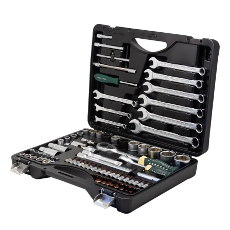 Набор инструментов 82+6пр.1/4''1/2''(6гр.)+(головка-бита 1/4''T40, биты 5/16'': М8,10,12,14,головки 1/2'': 10,12,13мм,ключи комбинир.:15,16мм)