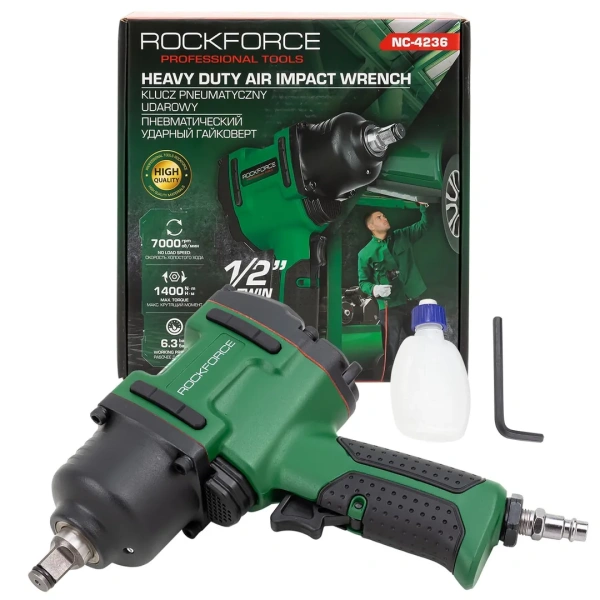 Пневмогайковерт ударный ''Twin Hammer''с реверсом и регулировкой усилия 1/2''(1400Hм, 7000 об/мин,6.3bar,вес 3.2кг)