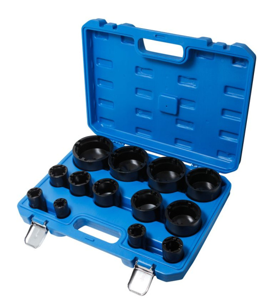 Набор головок специальных для шлицевых гаек, 13пр.(28,32,35,38,42,48,55,63,70,75,85,90,95мм), в кейсе