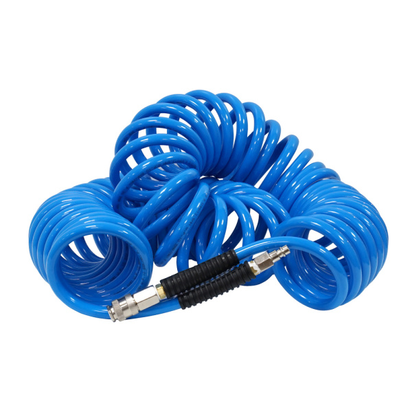 Cпиральный воздушный шланг JETA PRO 5887515 с фитингами М1/4", Ø 9.5-13.5 мм, длина 15 м, цвет синий