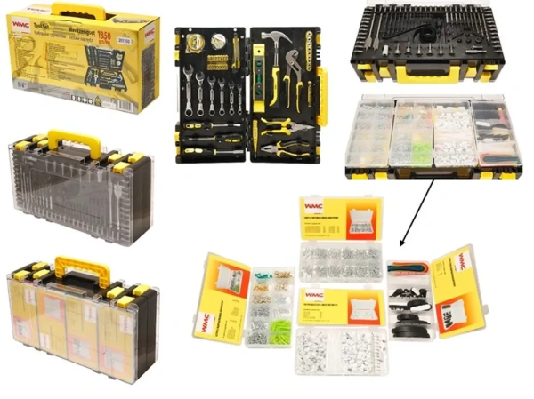 Набор инструментов 1350 пр 1/4''(шарнирно-губцевой, ударный, головки, отвертки, биты, крепежи) (6гр.)(5-13мм) в кейсе