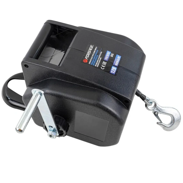 Лебедка электрическая автомобильная 12В, 300W, 900кг (крепление за ''фаркоп'', стальной трос-10м) Лебедка электрическая автомобильная 12В, 300W, 900кг (крепление за ''фаркоп'', стальной трос-10м)