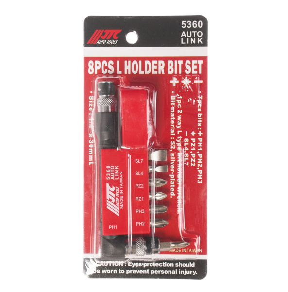Набор бит PHILIPS POZIDRIV с Г-образным держателем JTC 5360 (1/4", 8 предметов)
