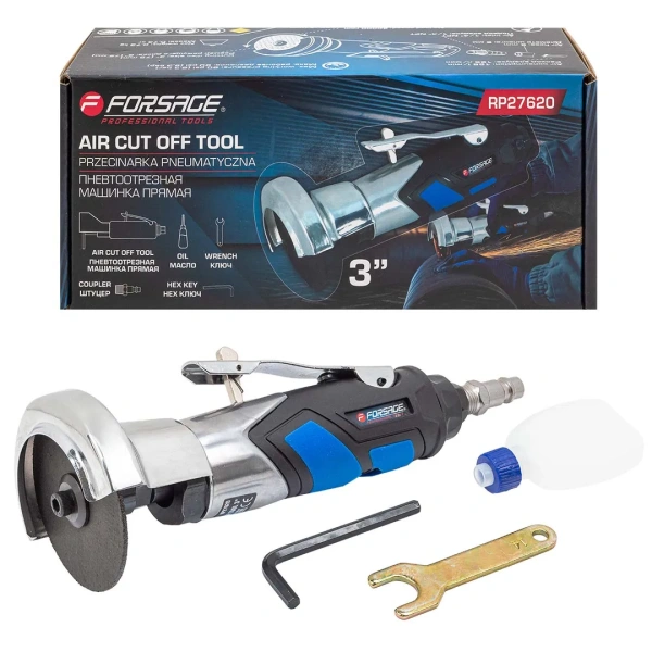 Пневмоотрезная машинка торцевая 3''(круг 75мм,20000 об/мин, 126л/мин,6.3Bar,L-197мм,штуцер 1/4'')