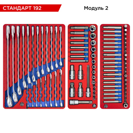 Набор инструментов СТАНДАРТ 192 для тележки МАСТАК 5-00192 (10 ложементов, 192 предмета)