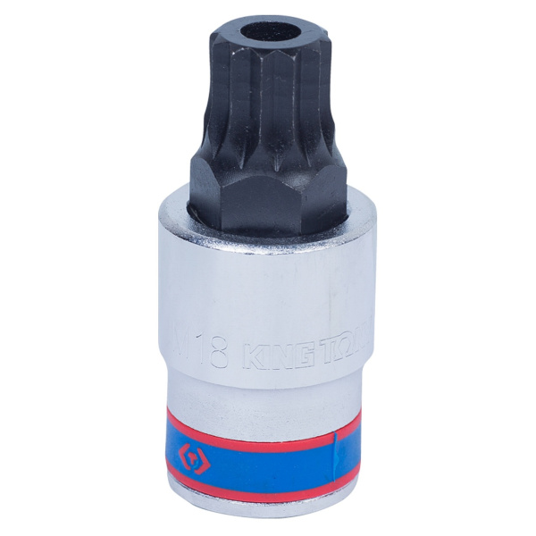 Насадка (бита) торцевая 1/2", SPLINE, M18, L = 66 мм, с отверстием KING TONY 402B18