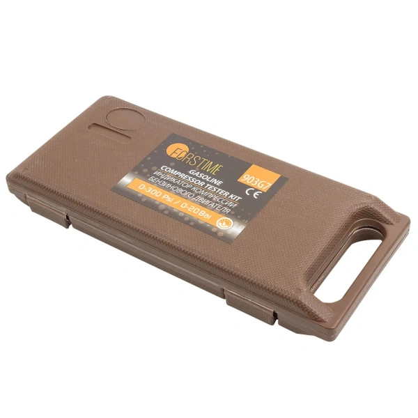 Индикатор компрессии бензинового двигателя Profi (0-21Bar, М14, М18 + жесткий прижимной адаптер-переходник) 3пр., в кейсе