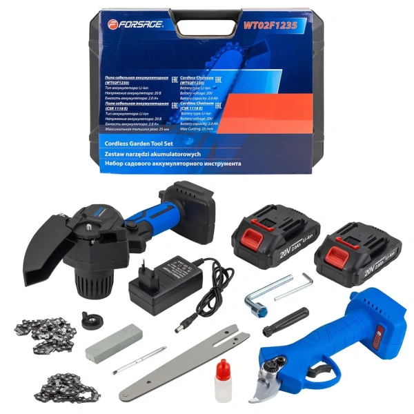 Набор cадового аккумуляторного инструмента (пила сабельная аккумуляторная WT02F1230, пила сабельная аккумуляторная CSR 1118 E) в комплекте с аксессуар