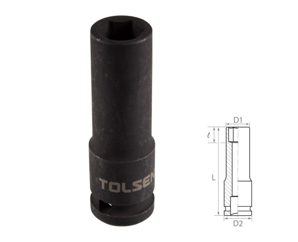 Головка торцевая ударная глубокая шестигранная 1/2" 12 мм TOLSEN TT18262
