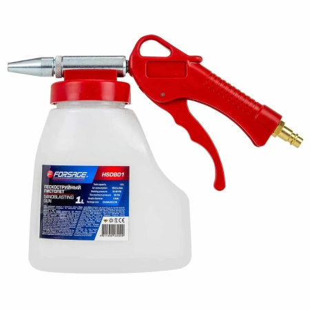 Пистолет пескоструйный с емкостью (бак 1л, расход воздуха 155,8л/мин, рабоч. давление 2,5-6 бар, сопло 5мм)