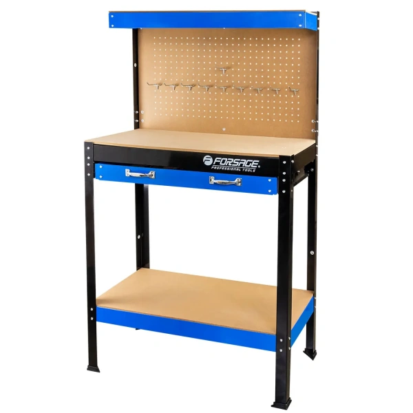 Верстак слесарный металлический 800х400х1400мм (рабоч.пов-ть 800х400мм, max нагрузка на стол 120кг, max нагрузка на основание 80кг)