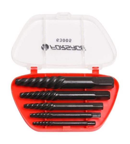 Набор экстракторов резьбы 5пр.(М3-М18, Ø:3-6мм, 6-8мм, 8-11мм, 11-14мм, 14-18мм), в пластиковом футляре