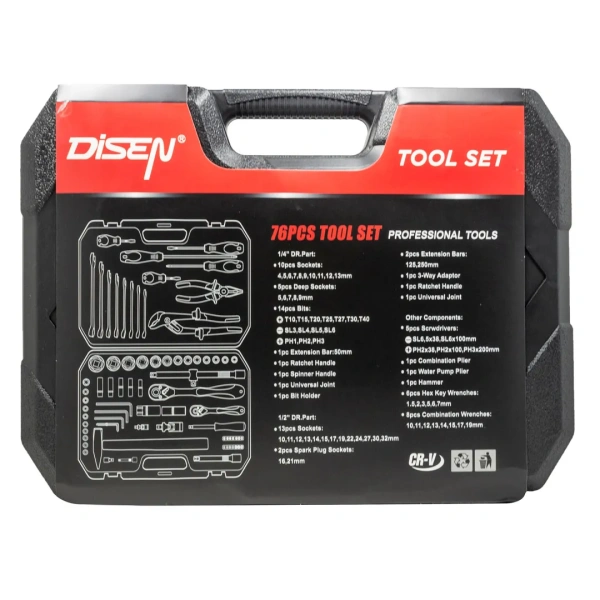 Набор инструментов 76пр.1/4''1/2''(6гр.)(4-32мм)