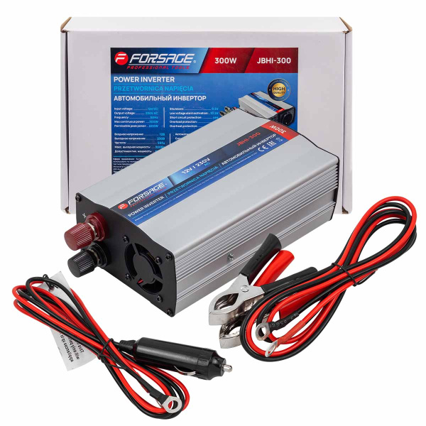 Инвертор (преобразователь напряжения) (max выход.мощность 300Вт, подключение - ''крокодилы'')