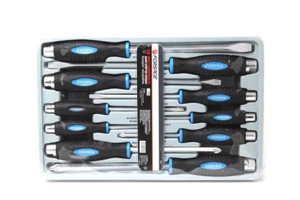 Набор отверток силовых магнитных ''Profi''S2, 10пр. (PH:1х80,2х100,3х150,4х200мм, SL5.5х75,5.5х125,6.5х150,8х150,10х200,12х200мм)в лотке