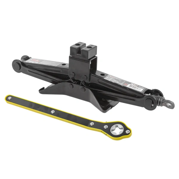 Домкрат механический ''ромб'' 2т с резиновой накладкой и трещоточной ручкой-воротком(h min 120мм, h max 415мм),в водоотталкивающем чехле