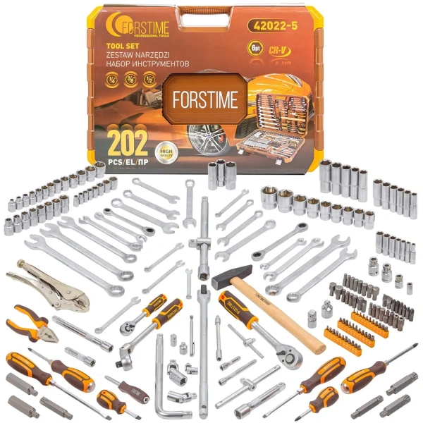 Набор инструментов 202пр. 1/4''&3/8''&1/2''(6-гран.)(4-32мм)