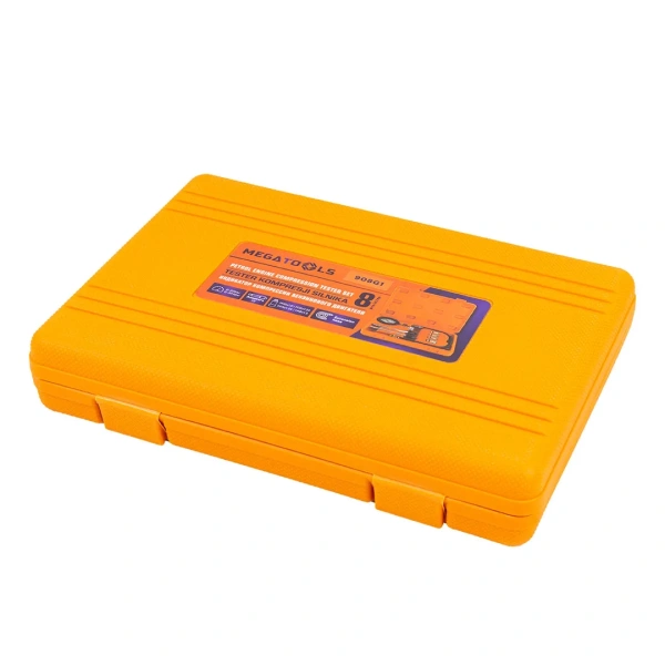 Индикатор компрессии бензинового двигателя 8пр.(0-20Bar, М10х1.0, М12х1.25, М14х1.25, М18х1.5 + 2 жестких прижимных адаптера-переходника),в кейсе