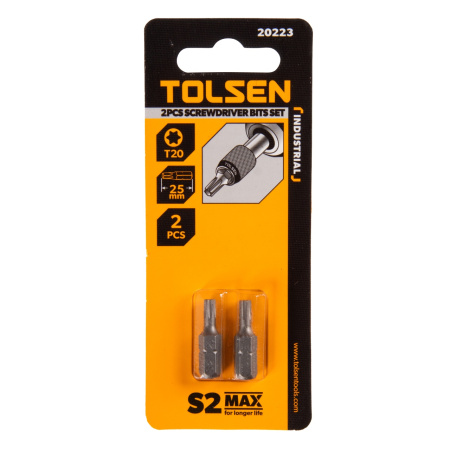 Набор вставок (бит) торцевых 1/4" Torx T20 25 мм 2 предмета TOLSEN TT20223