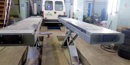 Подъемник ножничный для сход-развала NORDBERG N635-4,5 (4,5 т, 380 В, 2 уровня, с авар. опусканием, синий/серый)