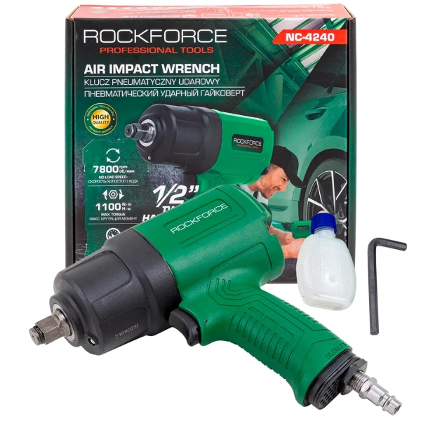 Пневмогайковерт ударный ''Twin Hammer''с реверсом и регулировкой усилия 1/2''(1100Hм, 7800 об/мин,6.3bar,вес 2.7кг)