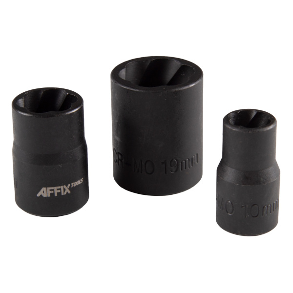 Набор торцевых головок для поврежденных гаек и болтов 10-19 мм кейс 10 предметов AFFIX AF10930010C