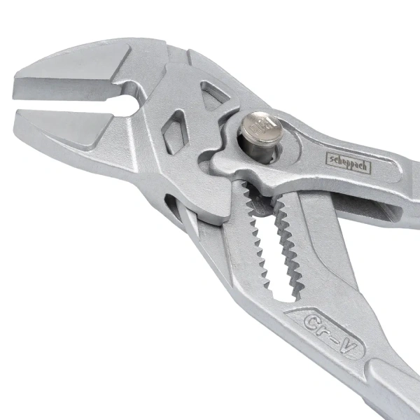 Пассатижи переставные сантехнические с кнопкой фиксации и плоским параллельным захватом Cr-V 250мм, на блистере