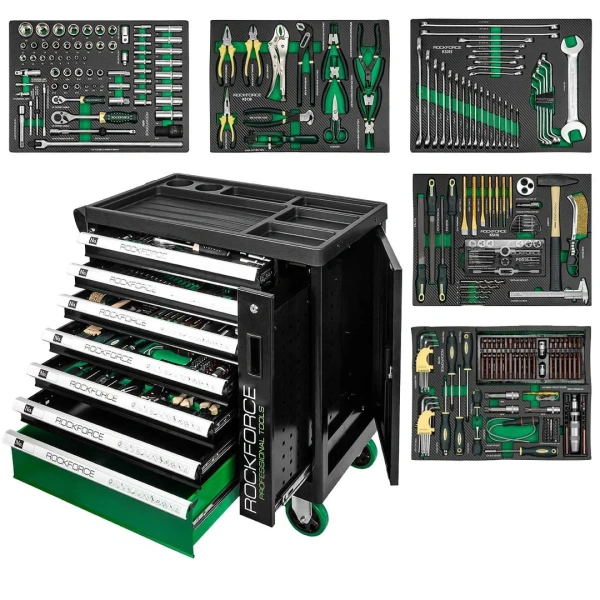 Тележка инструментальная 7-и полочная с набором инструментов 274пр и дополнительной боковой секцией