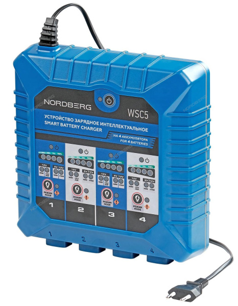 Устройство зарядное интеллектуальное 6/12V, на 4 аккумулятора NORDBERG WSC5