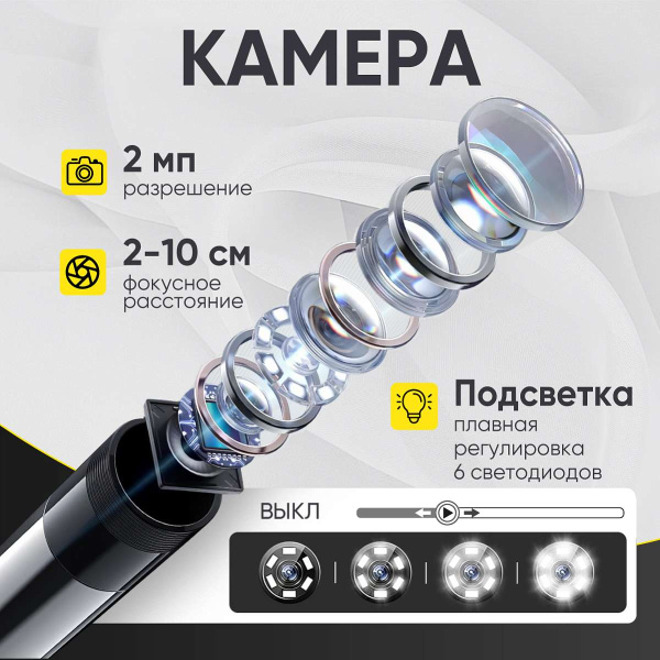 Видеоэндоскоп USB, 2Мп, 1920x1080, 3м, 5.5 мм зонд iCartool IC-V553