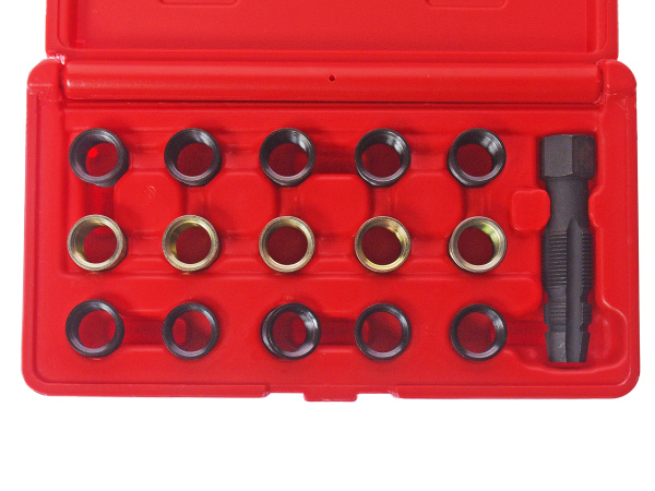 Набор инструментов для восстановления резьбы свечей зажигания JTC 4864 (втулки М14х1,25, L=11,2 мм, 17,5 мм)