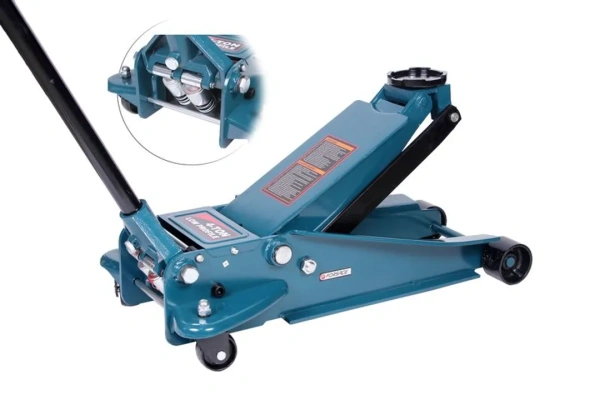 Домкрат подкатной гидравлический двухпоршневой 4т с 3-мя уровнями фиксации(h min 140мм, h max 508мм)