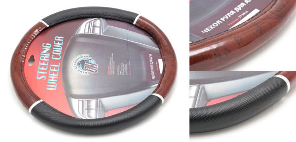 Чехол руля KD-76561-L (Black/wood)