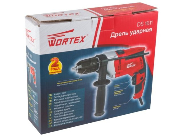Дрель ударная WORTEX DS 1611 в кор. 950 Вт, 1 скор, 30 мм в дер., быстрозажимной патрон 13 мм