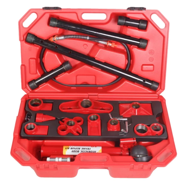 Набор гидравлического оборудования для кузовных работ, 10т (насос, цилиндр + комплект удлинителей и надставок), 28пр