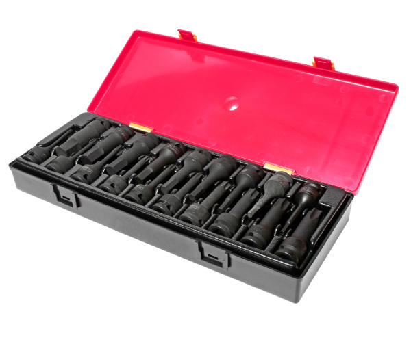 Набор головок торцевых ударных JTC K4191 (1/2", TORX, HEX, 19 предметов в кейсе)