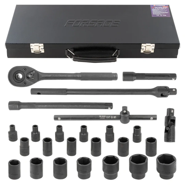 Набор инструментов ударных 26пр. 1/2''(6гр.) (8-32мм, Cr-Mo), в металлическом кейсе