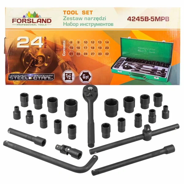 Набор инструментов 24пр. 1/2''(6гр.)(8-32мм)