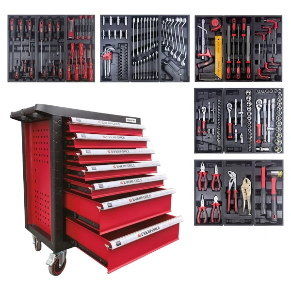 Тележка инструментальная 7-и полочная с набором инструментов 181пр