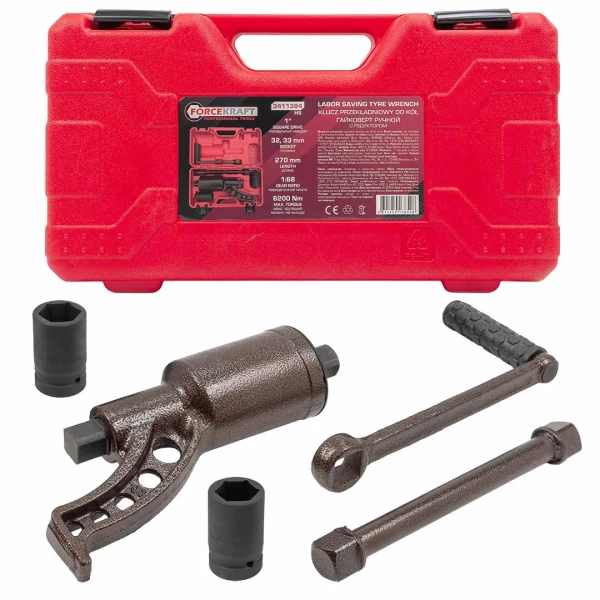 Гайковерт ручной с редуктором 1''(Головки-32мм и 33мм, длина-270мм, передаточное число 1:68, 6200 Н/м)