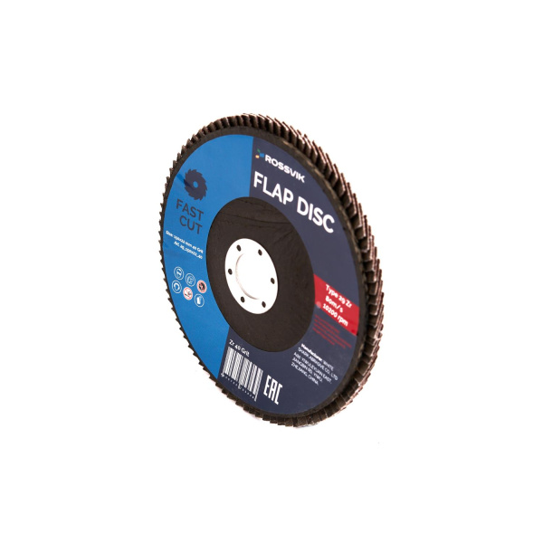Круг шлифовальный лепестковый ROSSVIK 29_150х22_40 (150*22 мм, 40 Grit., тип 29, Zr, 80 м/с, 10200 об/мин)