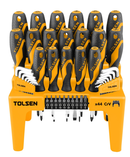 Набор отверток "GRIPro" вставки (биты) шестигранники на подставке 44 предмета TOLSEN TT20184