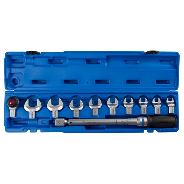 Ключ динамометрический серии "FIT" KING TONY 345201D11MR (14х18 мм, с набором рожковых насадок 13-30 мм, 20-100 Нм, кейс)