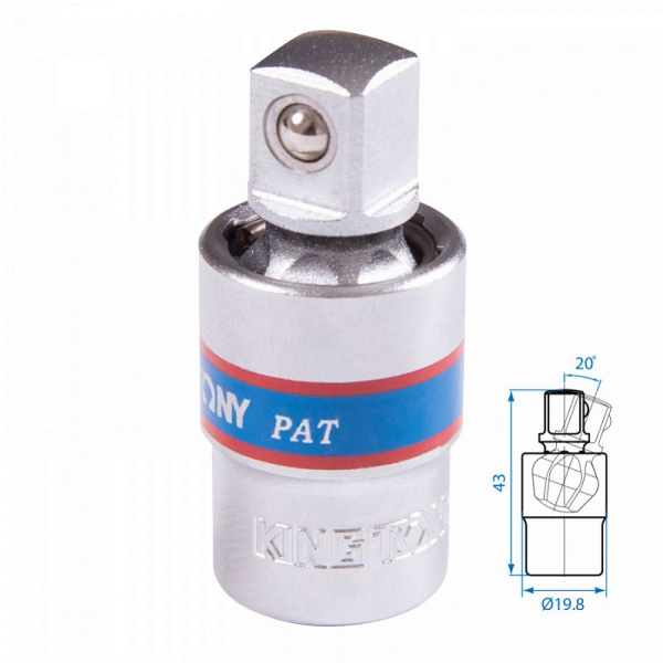 Кардан KING TONY 3793, 3/8", шаровый