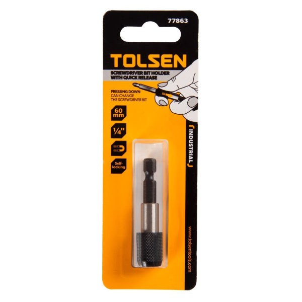 Держатель вставок (бит) 1/4" 60 мм с фиксатором для шуруповерта TOLSEN TT77863